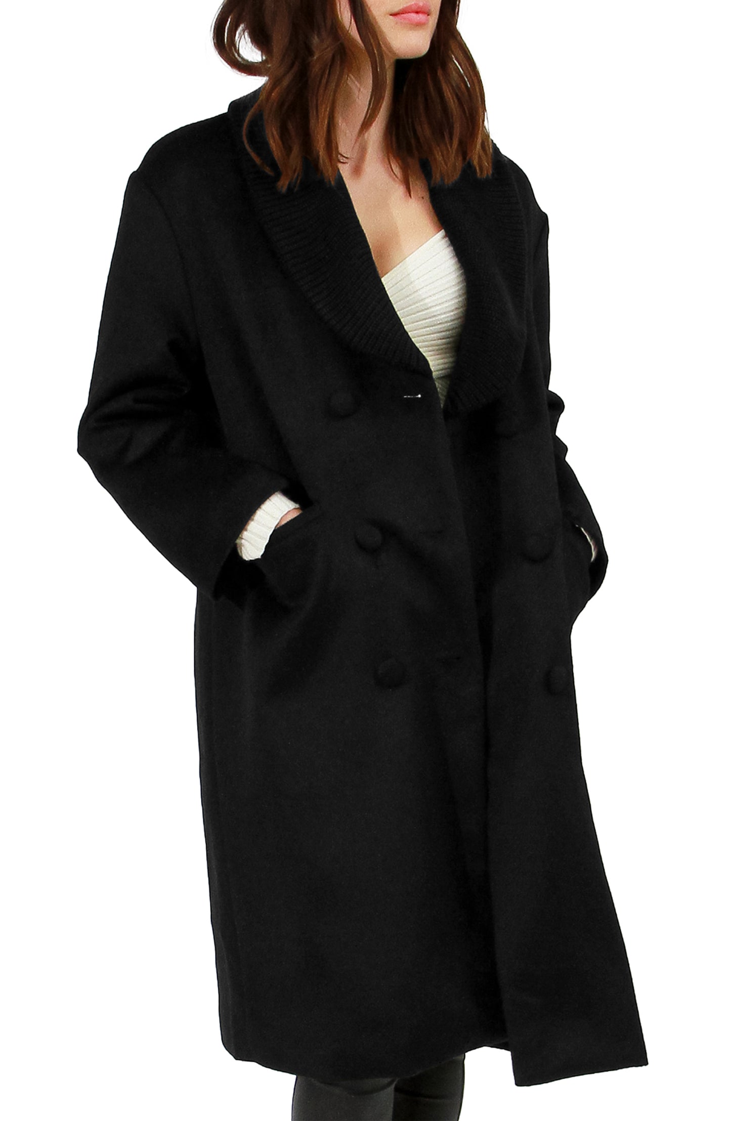 After Party Wool Blend Qulited Lining Coat - Black