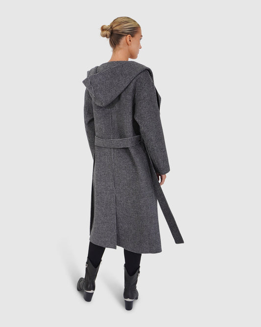 Arcadia Oversized Coat with Hood - Black/White