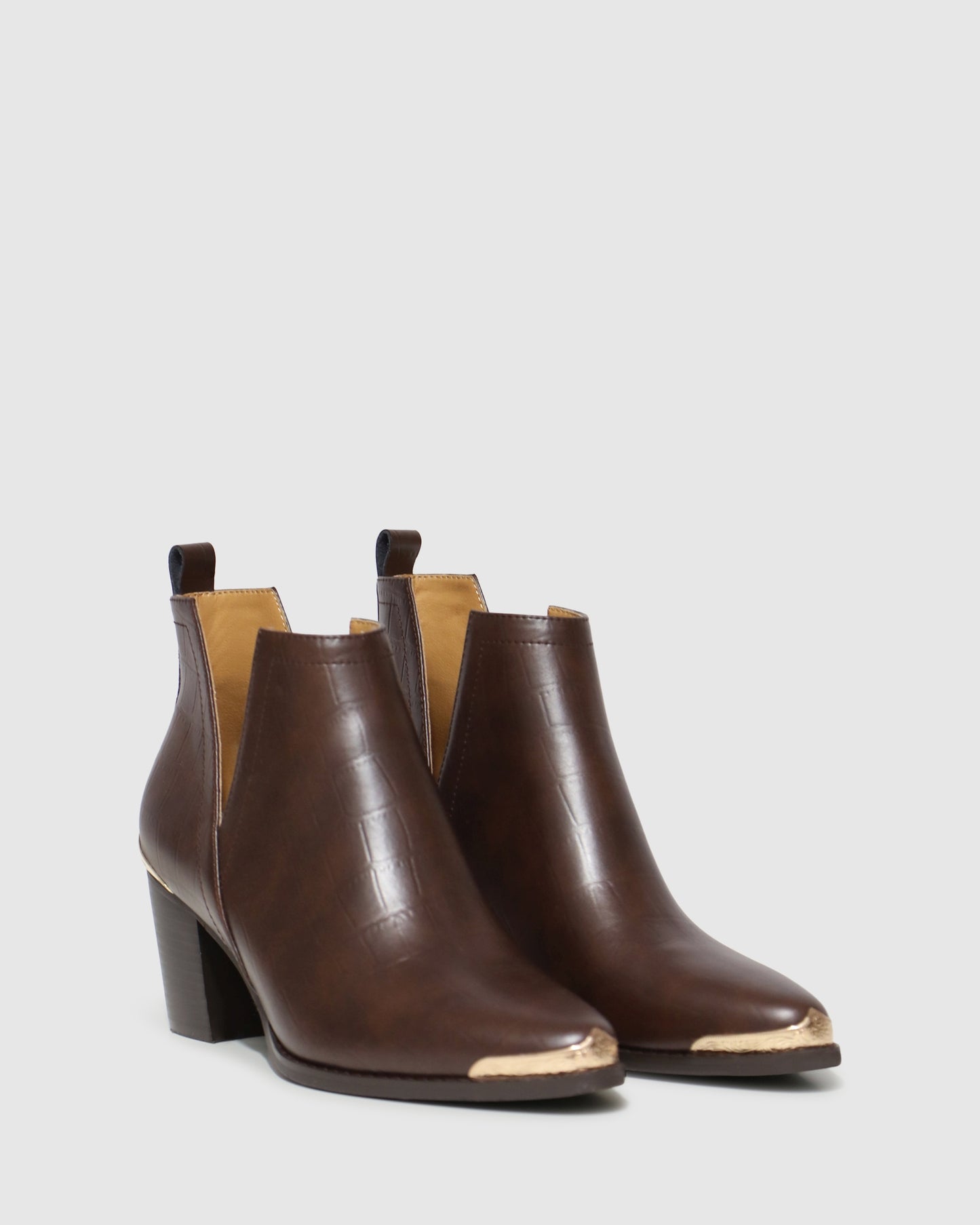 Austin Croc Embossed Ankle Boot - Chocolate