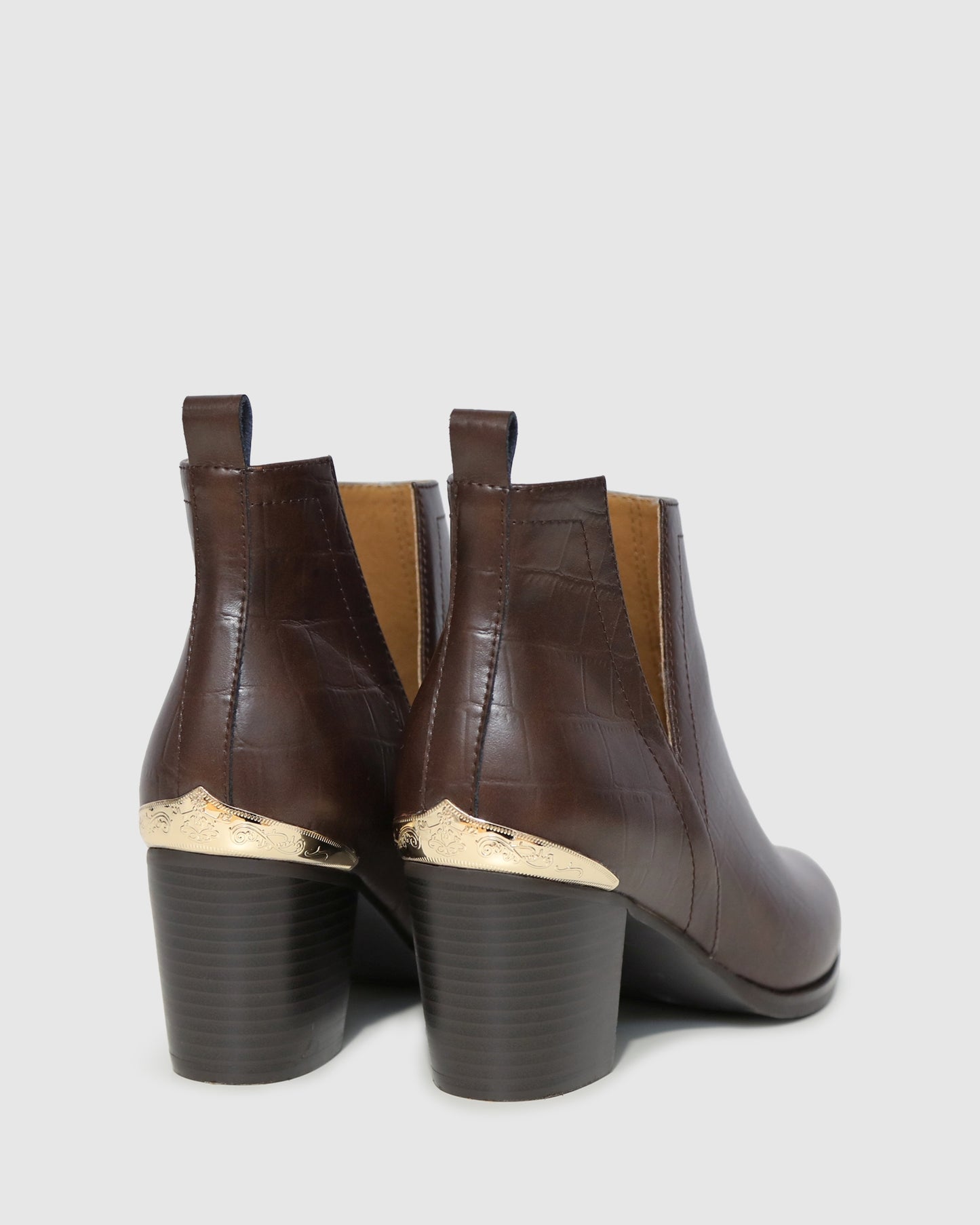 Austin Croc Embossed Ankle Boot - Chocolate