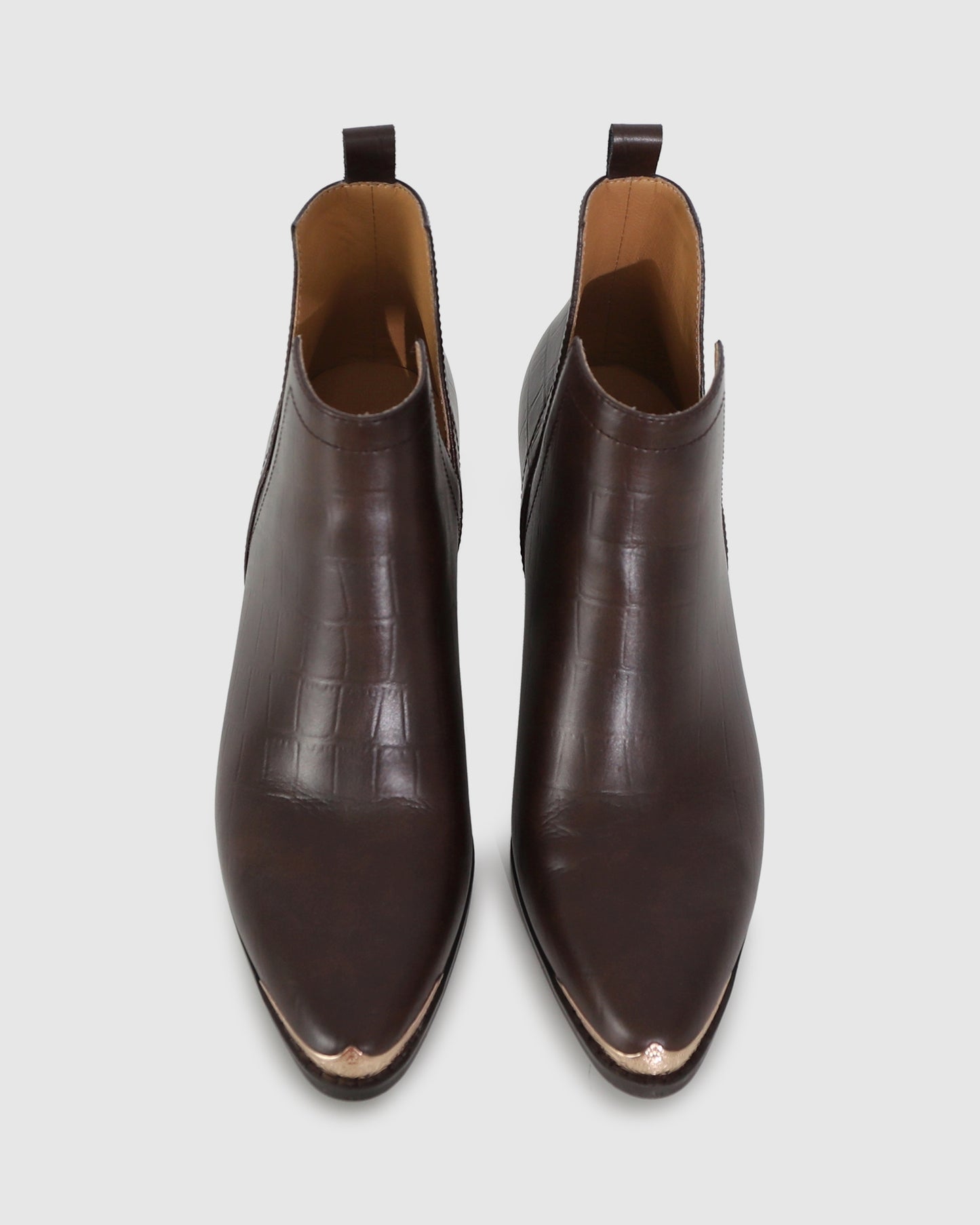 Austin Croc Embossed Ankle Boot - Chocolate