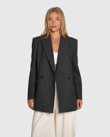 Big Brother Talk Wool Blend Blazer - Charcoal