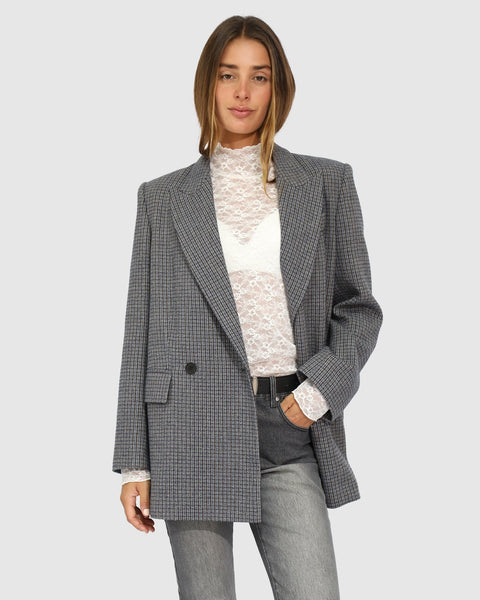 Big Brother Talk Wool Blend Blazer - Blue – Belle & Bloom