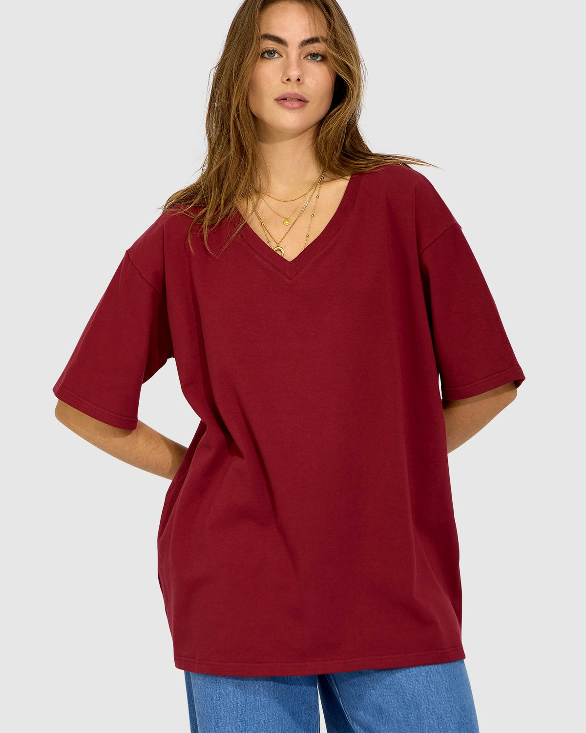 Back to Bloom Oversized T-Shirt - Burgundy