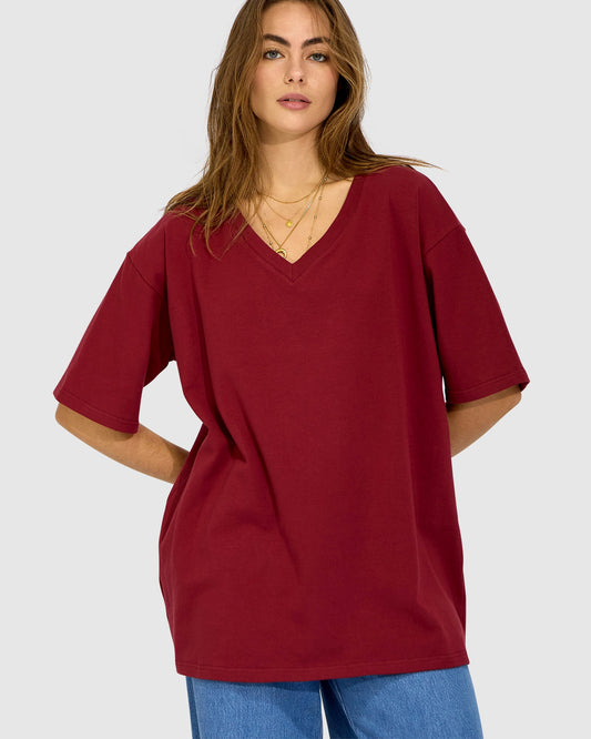 Back to Bloom Oversized T-Shirt - Burgundy