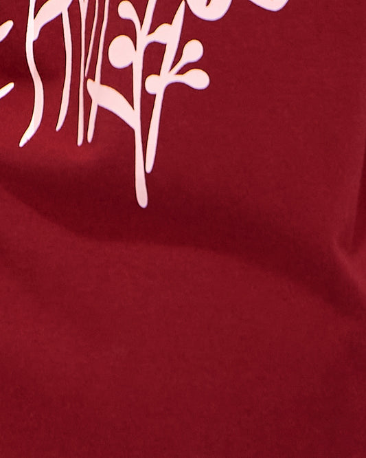 Back to Bloom Oversized T-Shirt - Burgundy
