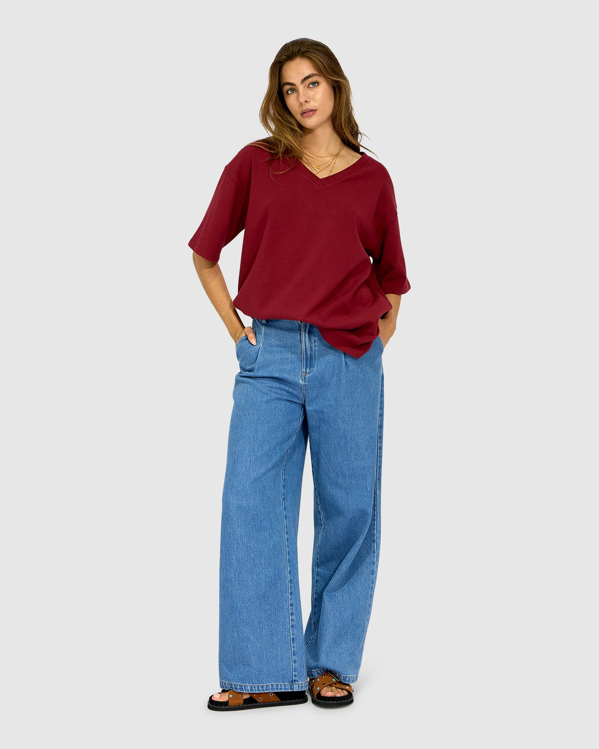 Back to Bloom Oversized T-Shirt - Burgundy