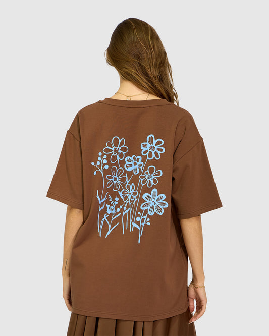 Back to Bloom Oversized T-Shirt - Chocolate