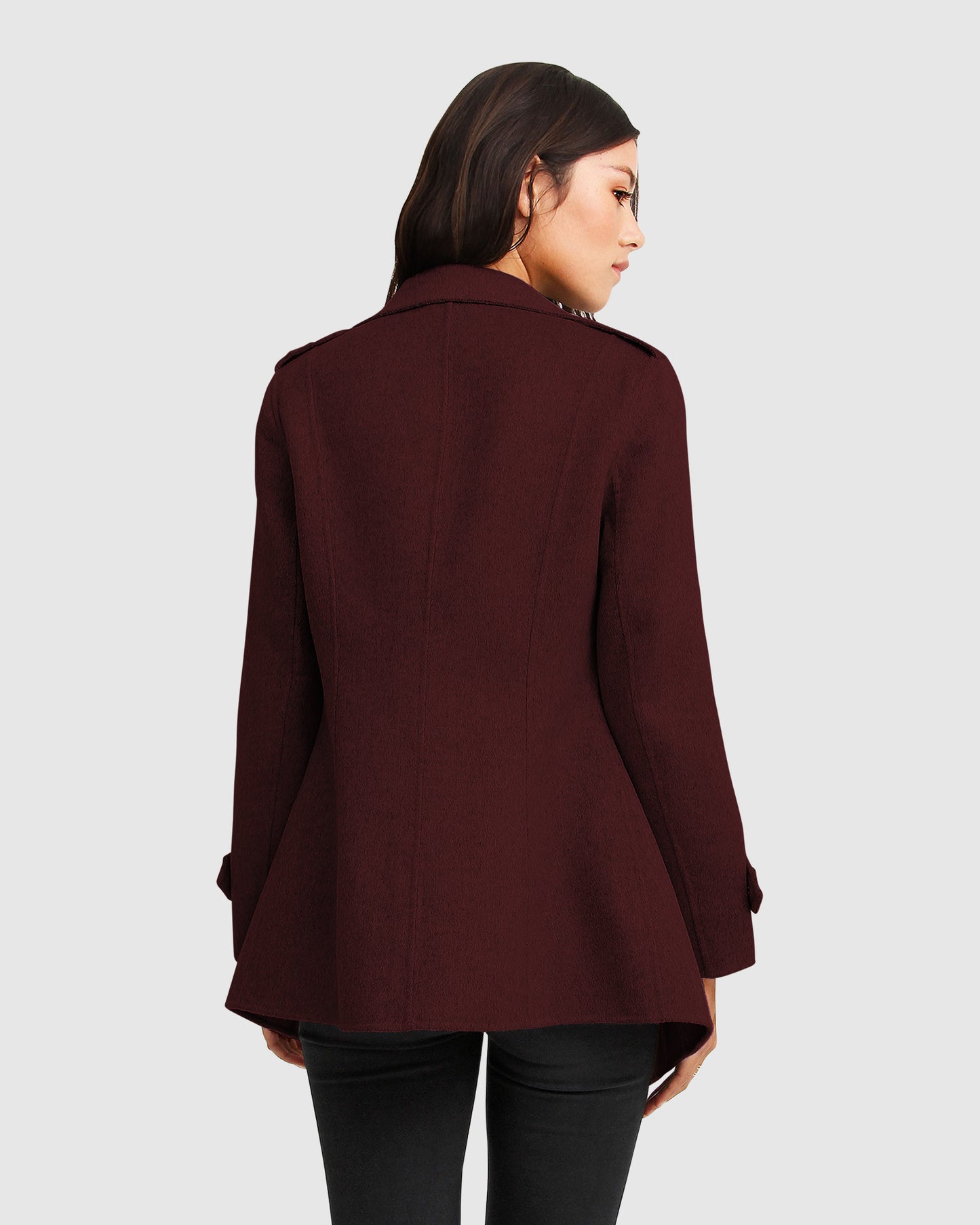 Bad Girl Wool Blend Moto Coat - Burgundy