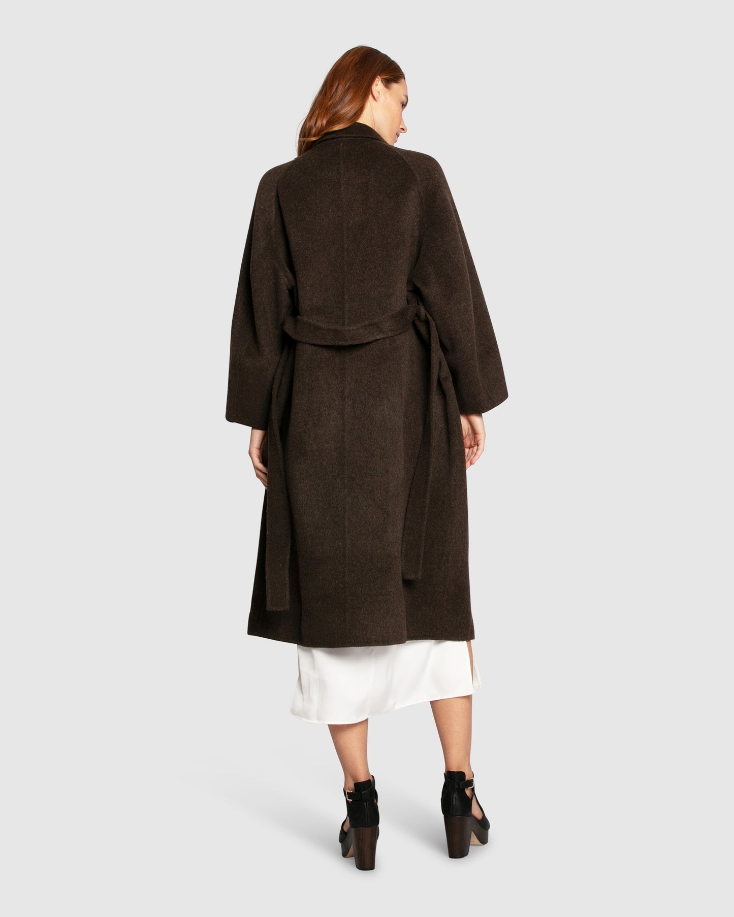 Big Girl Belted Wool Blend Coat - Brown