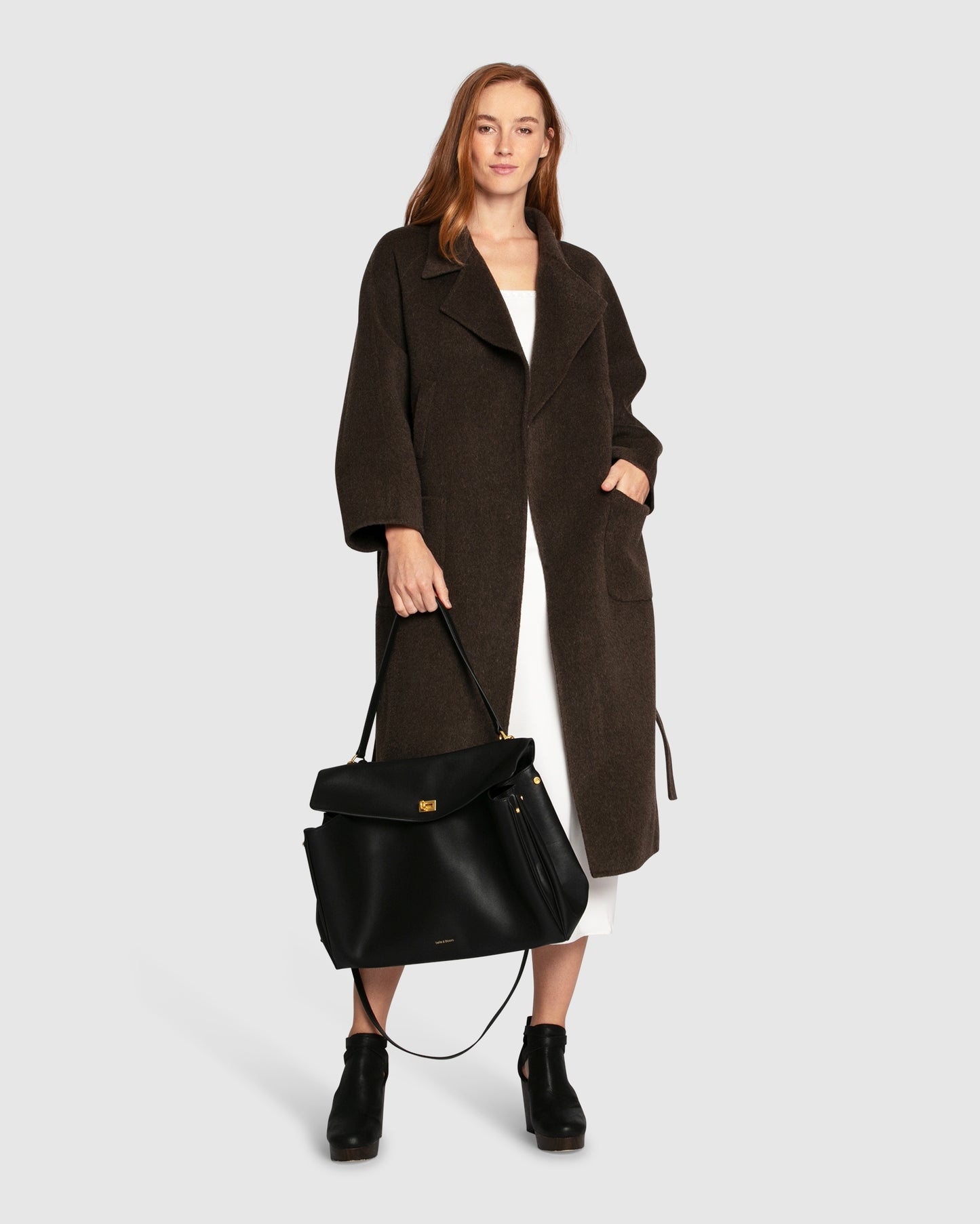 Big Girl Belted Wool Blend Coat - Brown