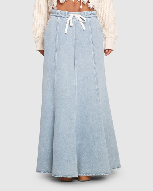 Bold Love Maxi Skirt - Stonewash