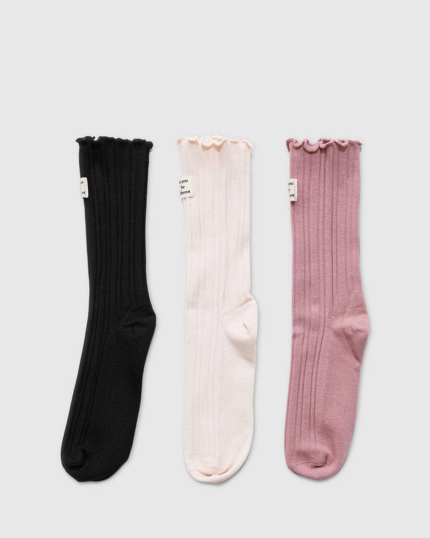 Beloved 3 Pack Socks - Black & Pink
