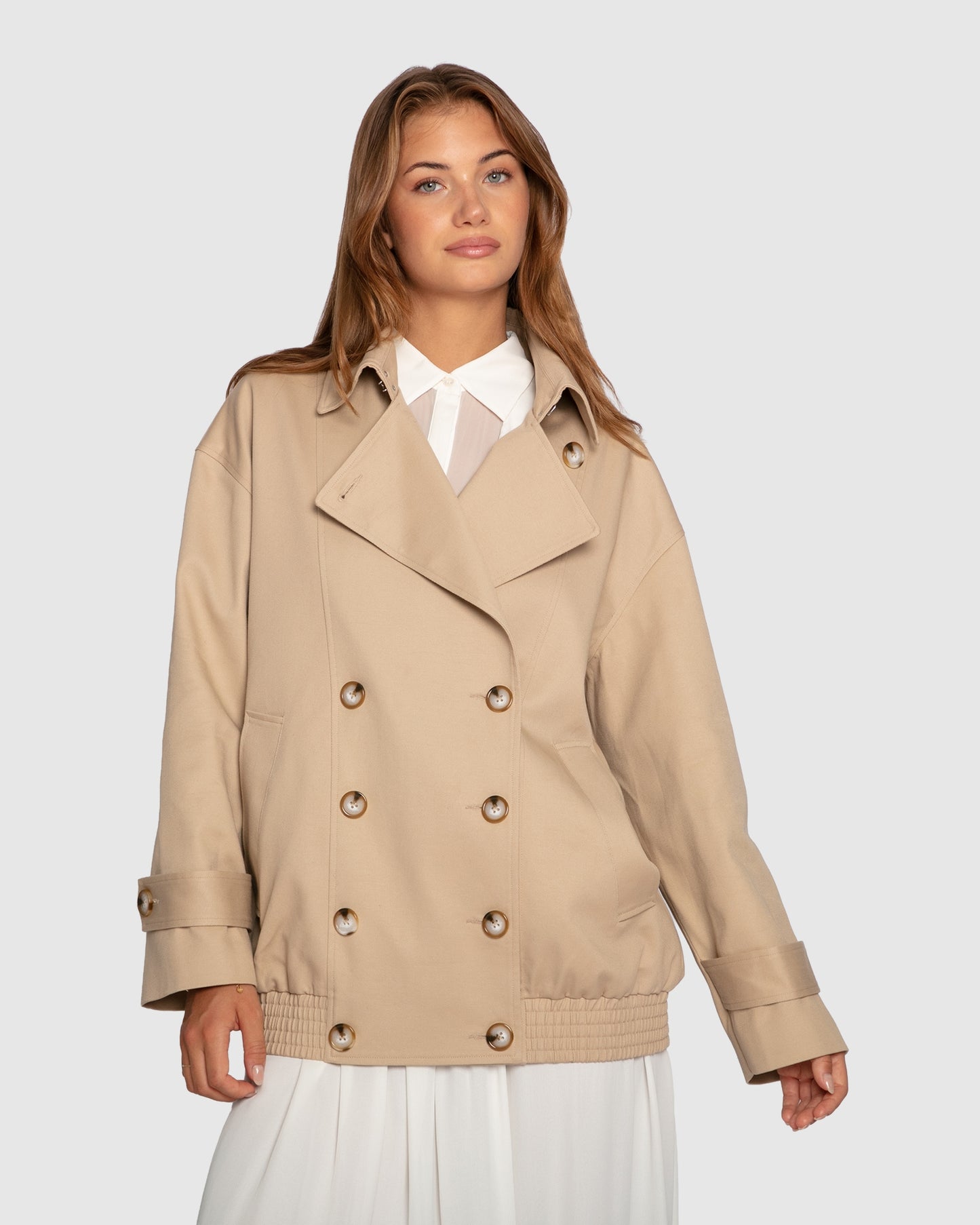 Weekend Trench Bomber Jacket - Tan