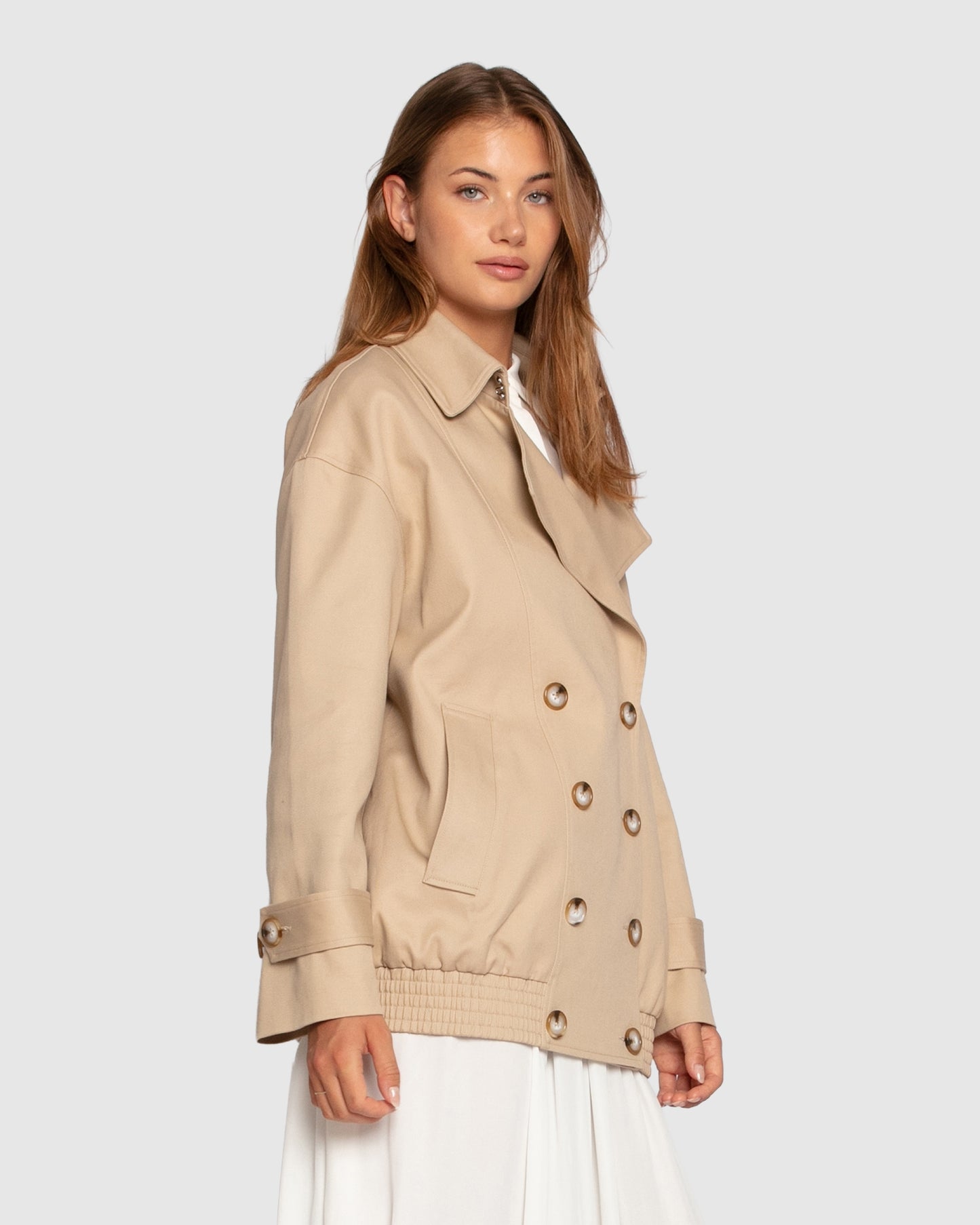 Weekend Trench Bomber Jacket - Tan
