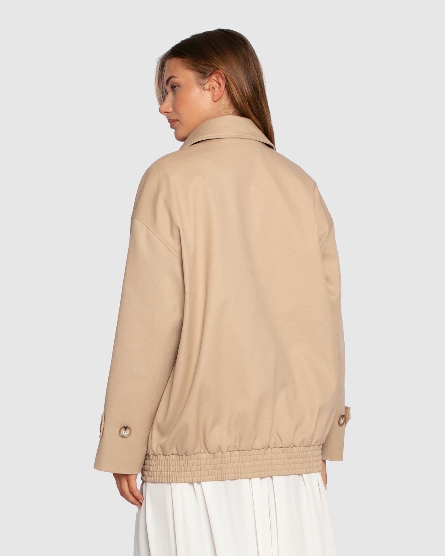 Weekend Trench Bomber Jacket - Tan
