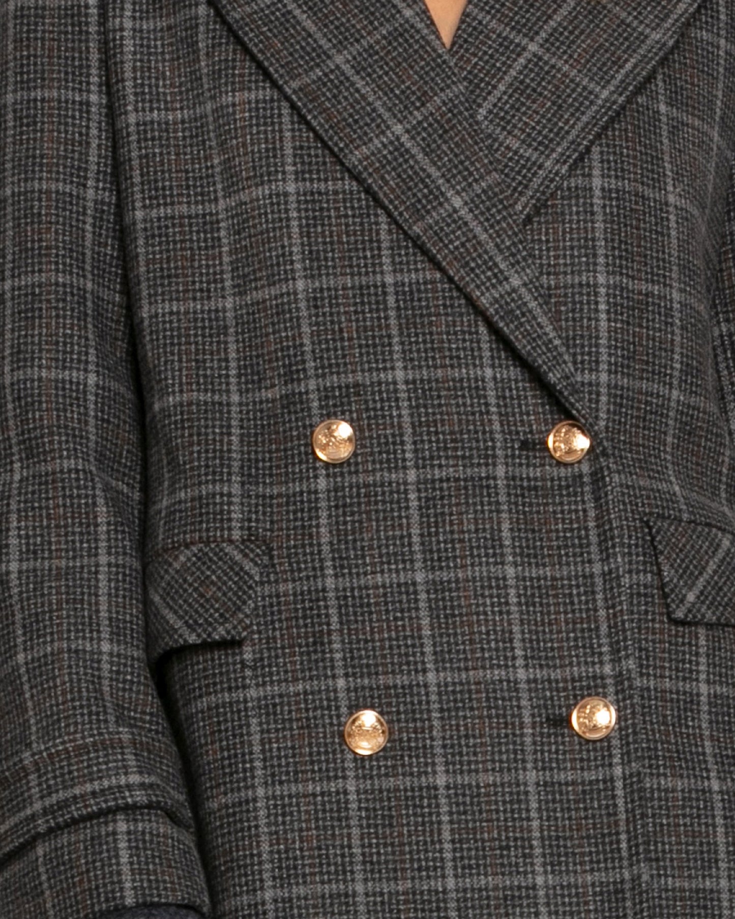 Command Wool Blend Double Breast Maxi Coat - Check