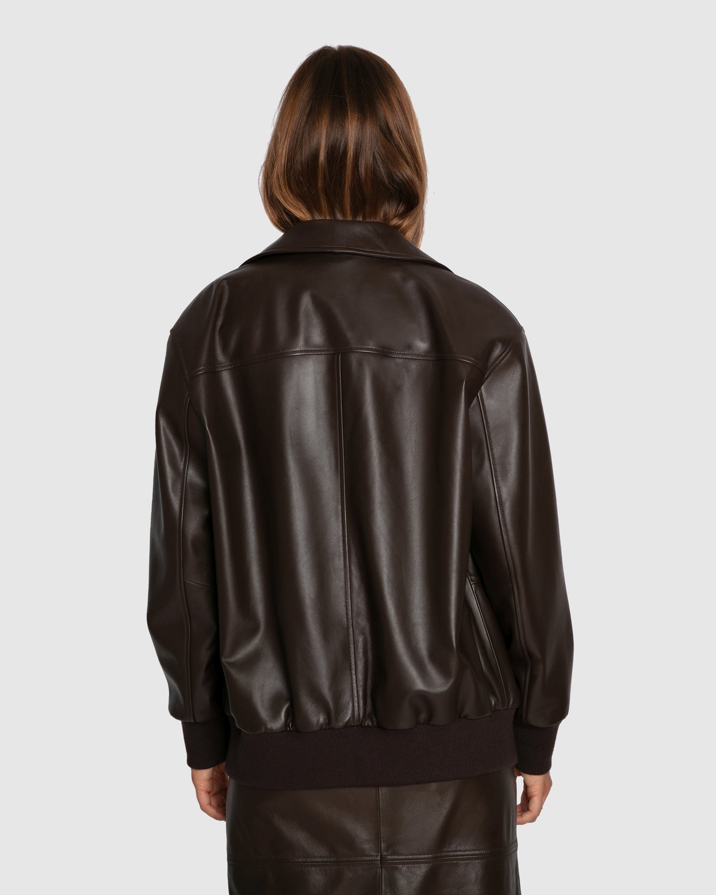 Desert Moon Leather Bomber Jacket - Chocolate