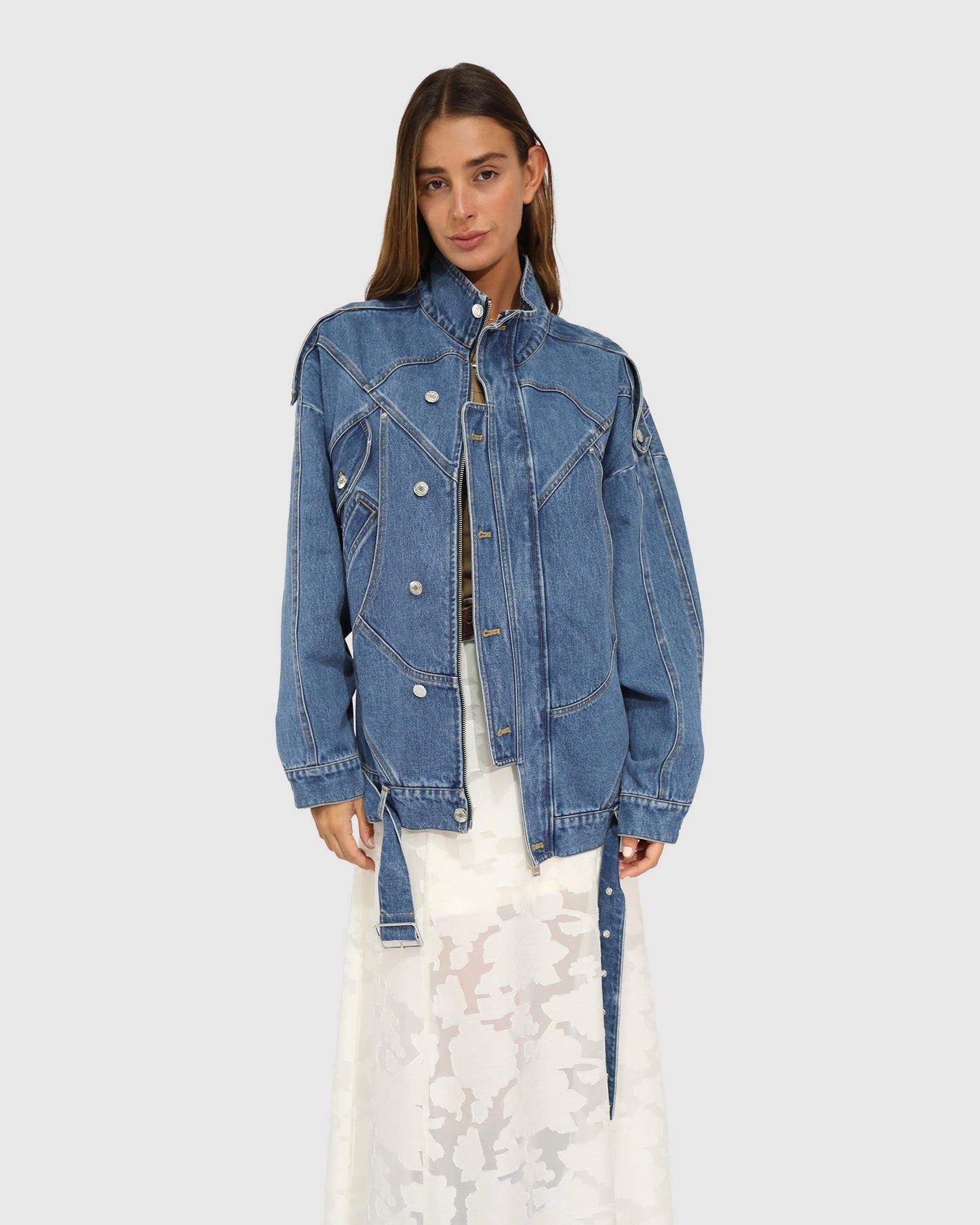 Downtown Denim Oversized Jacket - Medium Denim Wash