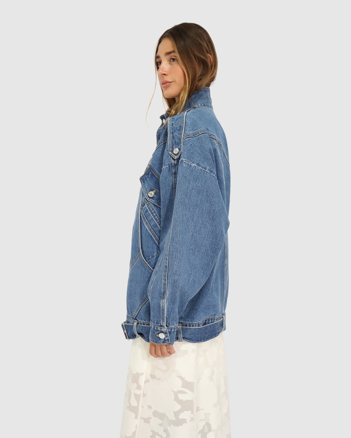 Downtown Denim Oversized Jacket - Medium Denim Wash