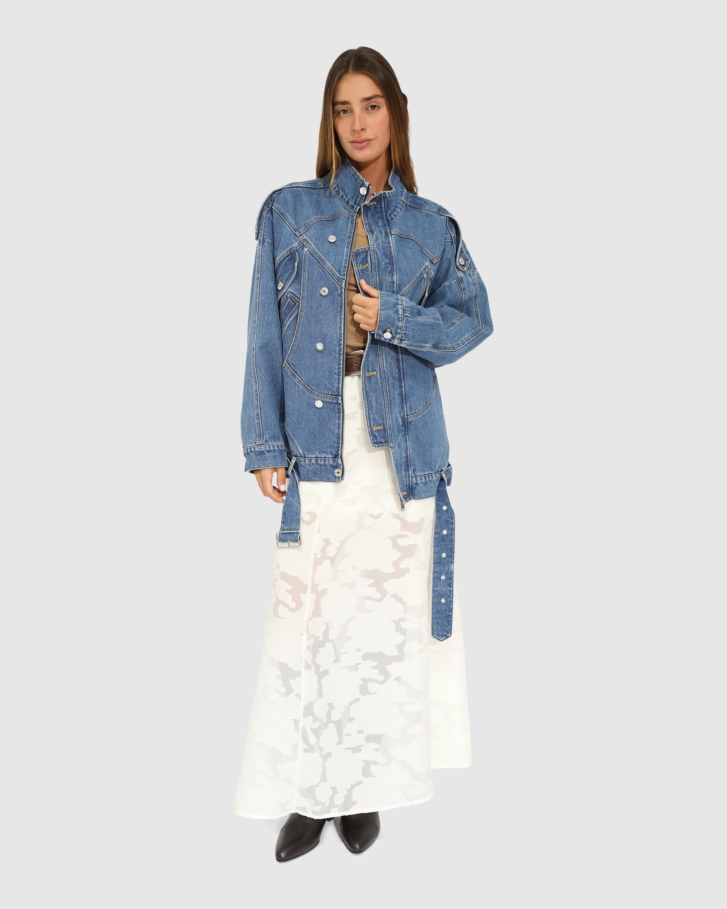 Downtown Denim Oversized Jacket - Medium Denim Wash