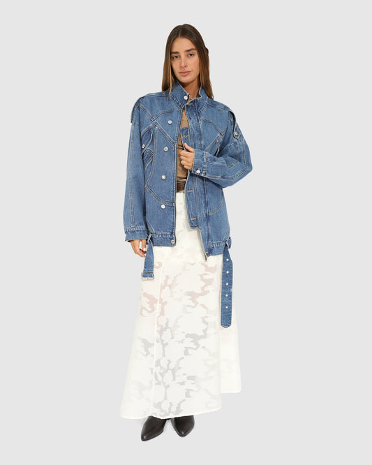 Downtown Denim Oversized Jacket - Medium Denim Wash