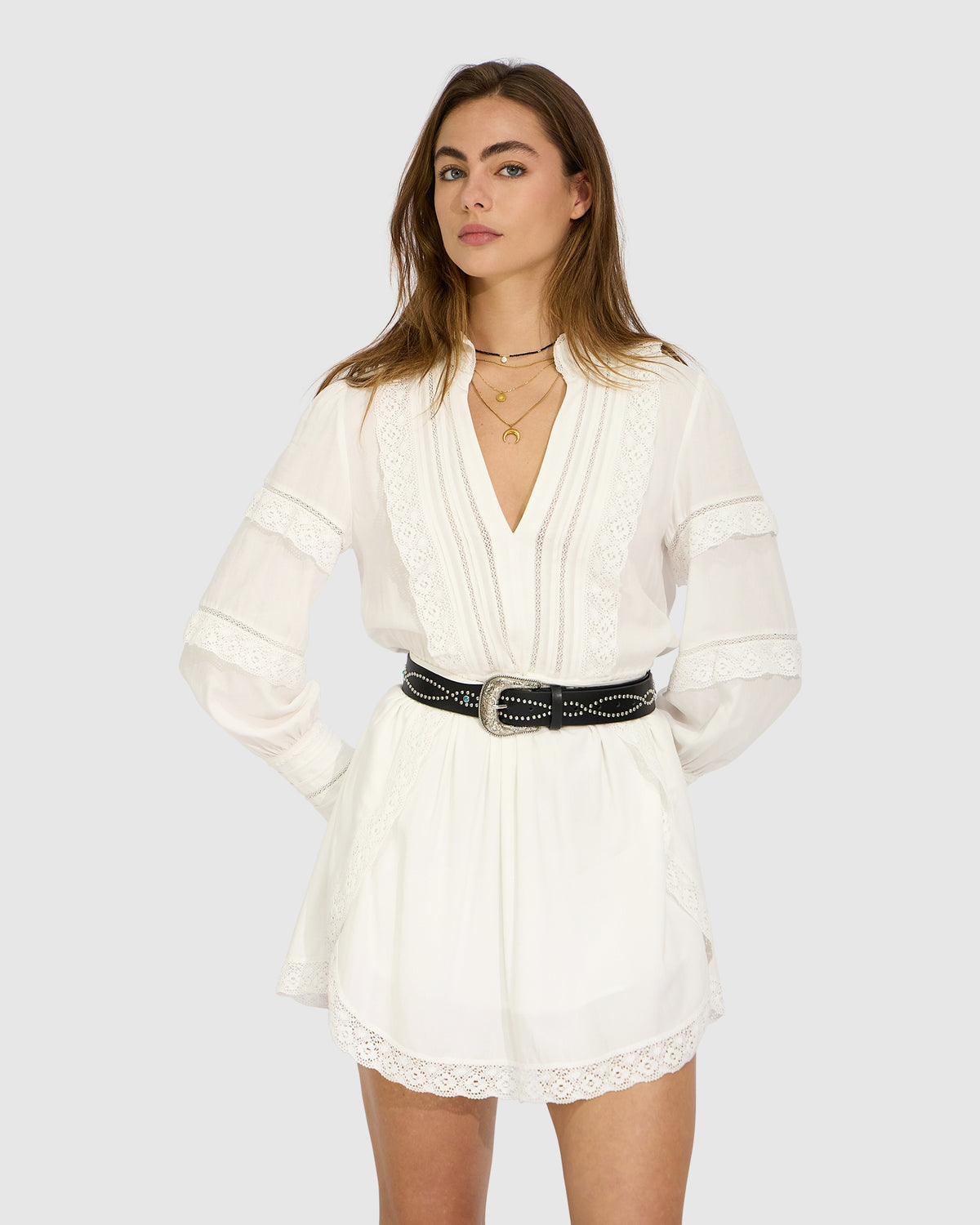 Spotlight Lace Mini Dress - Cream