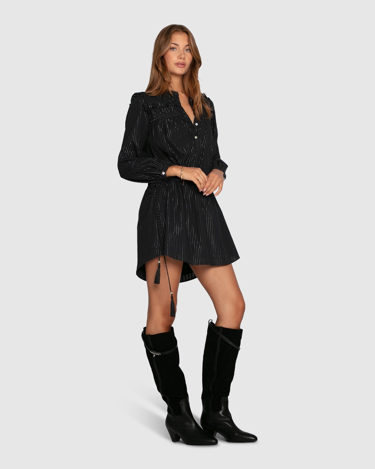 Mini dress side view black
