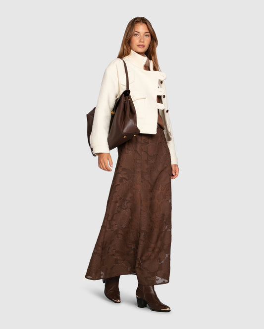 Crystal Skies Cropped Wool Rib Jacket - Cream