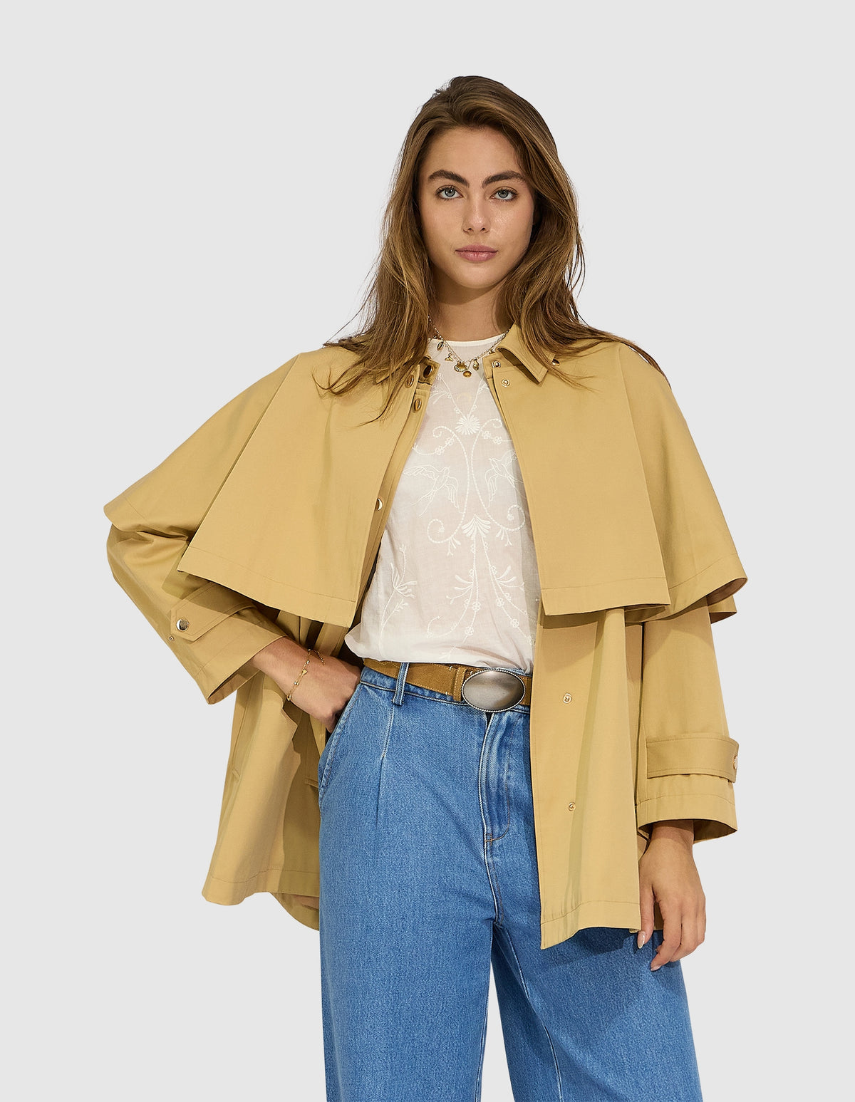 Windsor Trench Cape - Honey