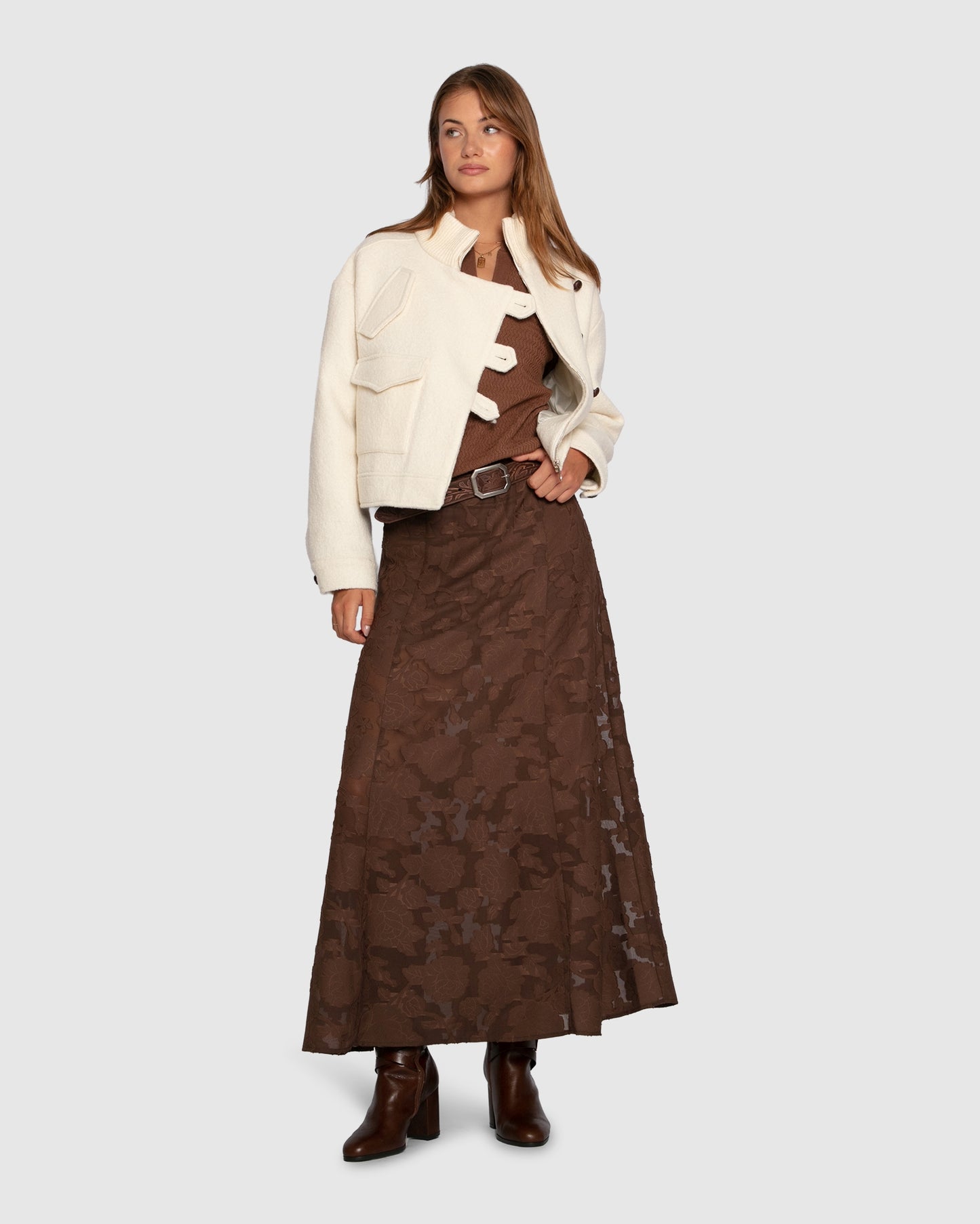 Play It Cool Coupe Maxi Skirt - Chocolate