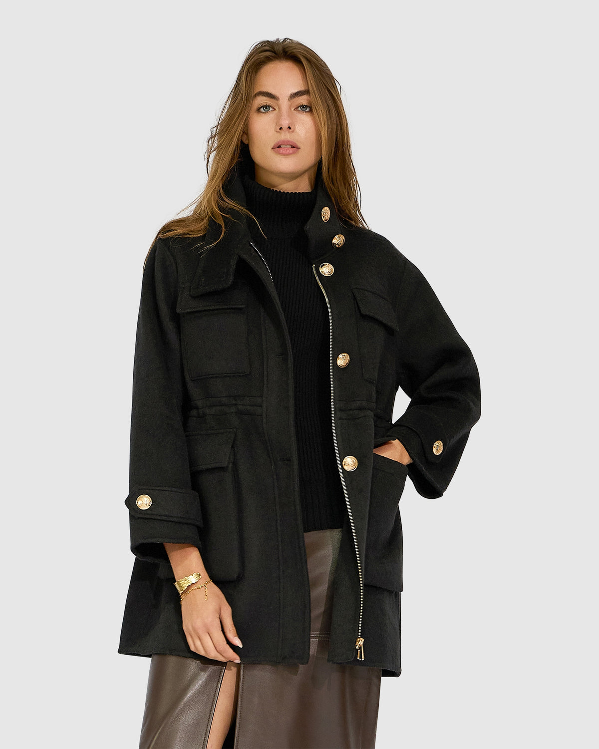 On the Move Drawstring Jacket - Black
