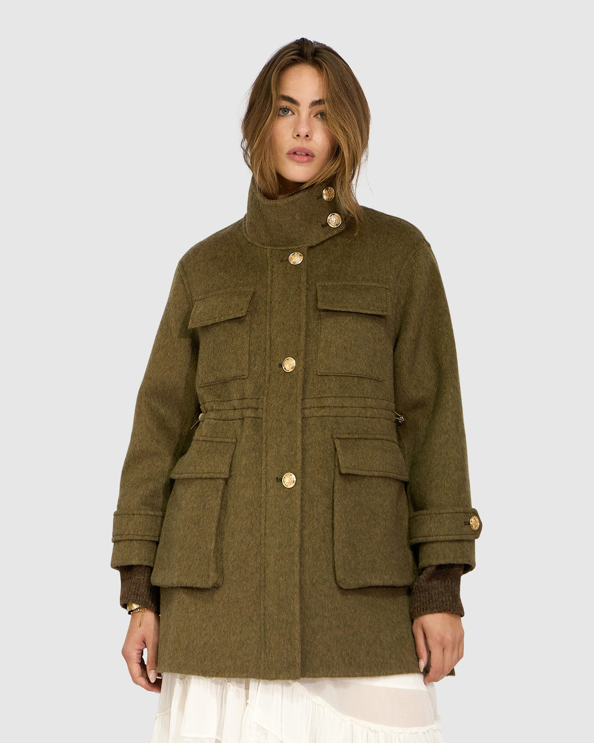 On The Move Drawstring Jacket - Olive