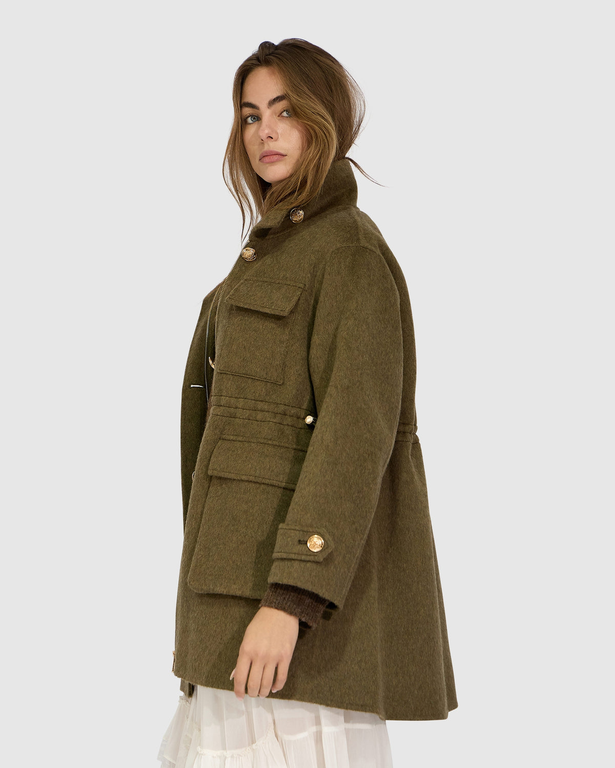 On The Move Drawstring Jacket - Olive