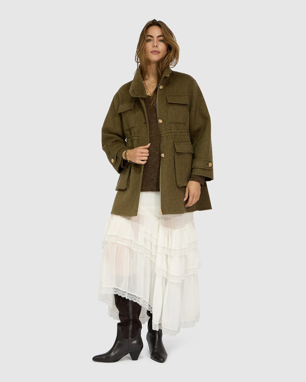 On The Move Drawstring Jacket - Olive