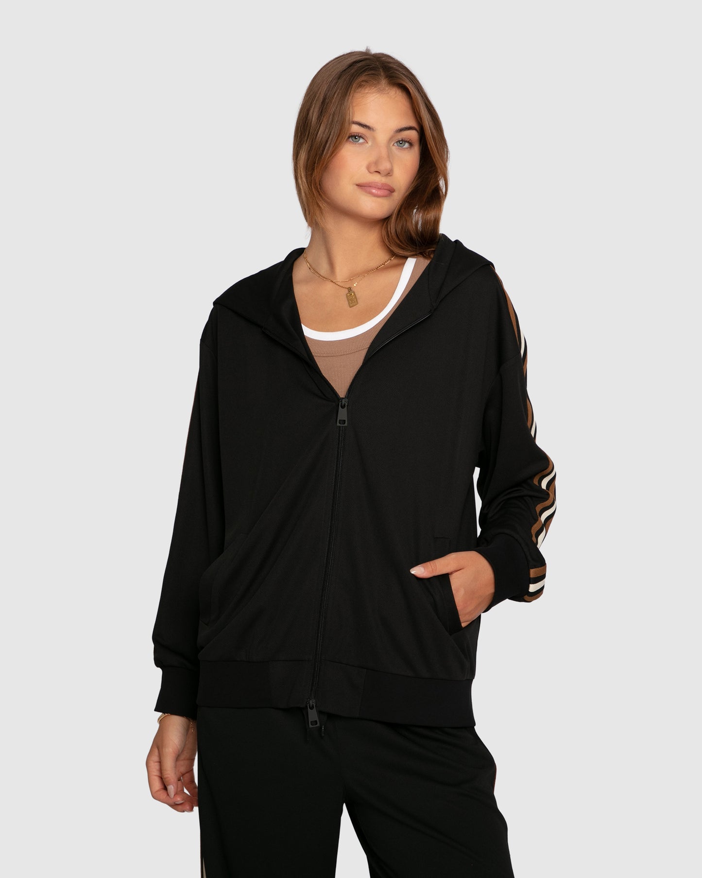 Ready To Go Striped Sleeve Jacket - Black