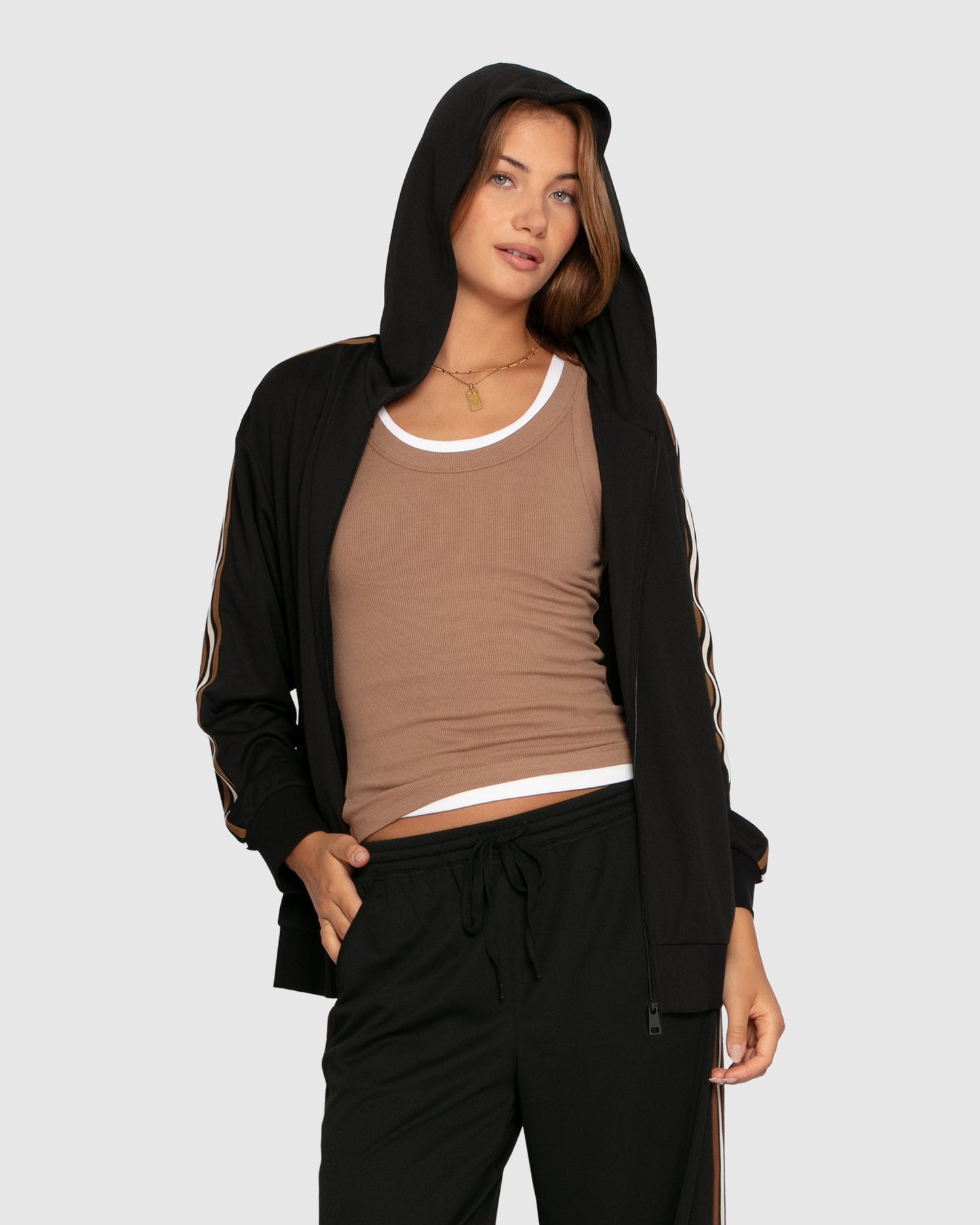 Ready To Go Striped Sleeve Jacket - Black