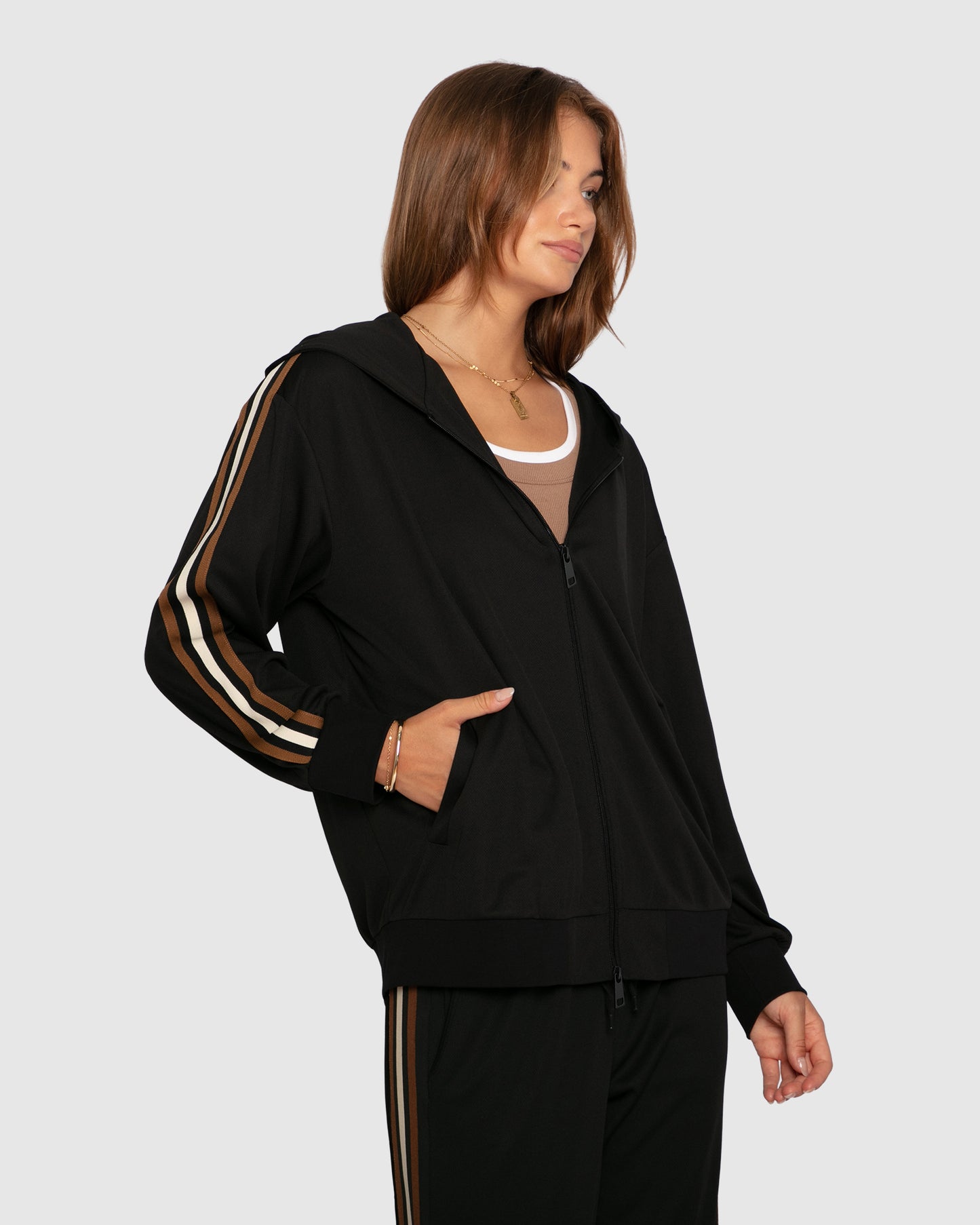 Ready To Go Striped Sleeve Jacket - Black