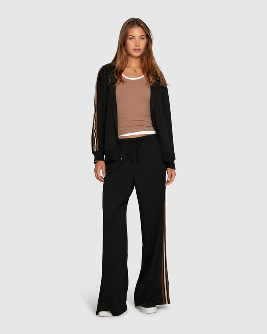 Ready To Go Striped Sleeve Jacket - Black