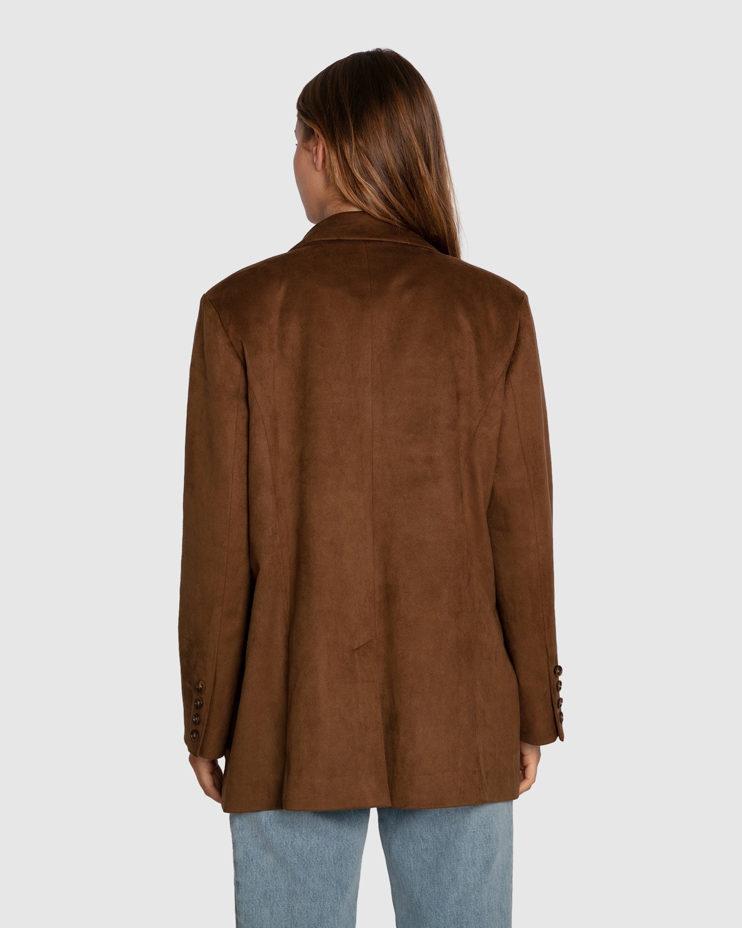 Charmer Faux Suede Blazer -  Brown