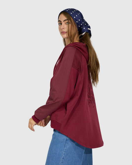 Beachfront Oversized Sweatshirt - Burgundy