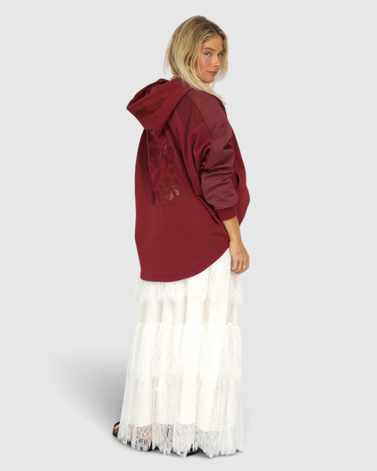 Beachfront Oversized Sweatshirt - Burgundy