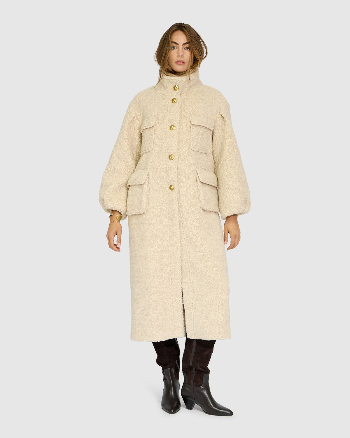 Cozy Nights Boucle Coat - Beige