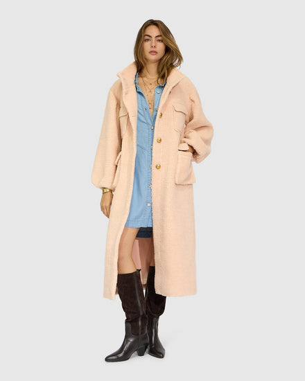 Cozy Nights Boucle Coat - Dusty Pink