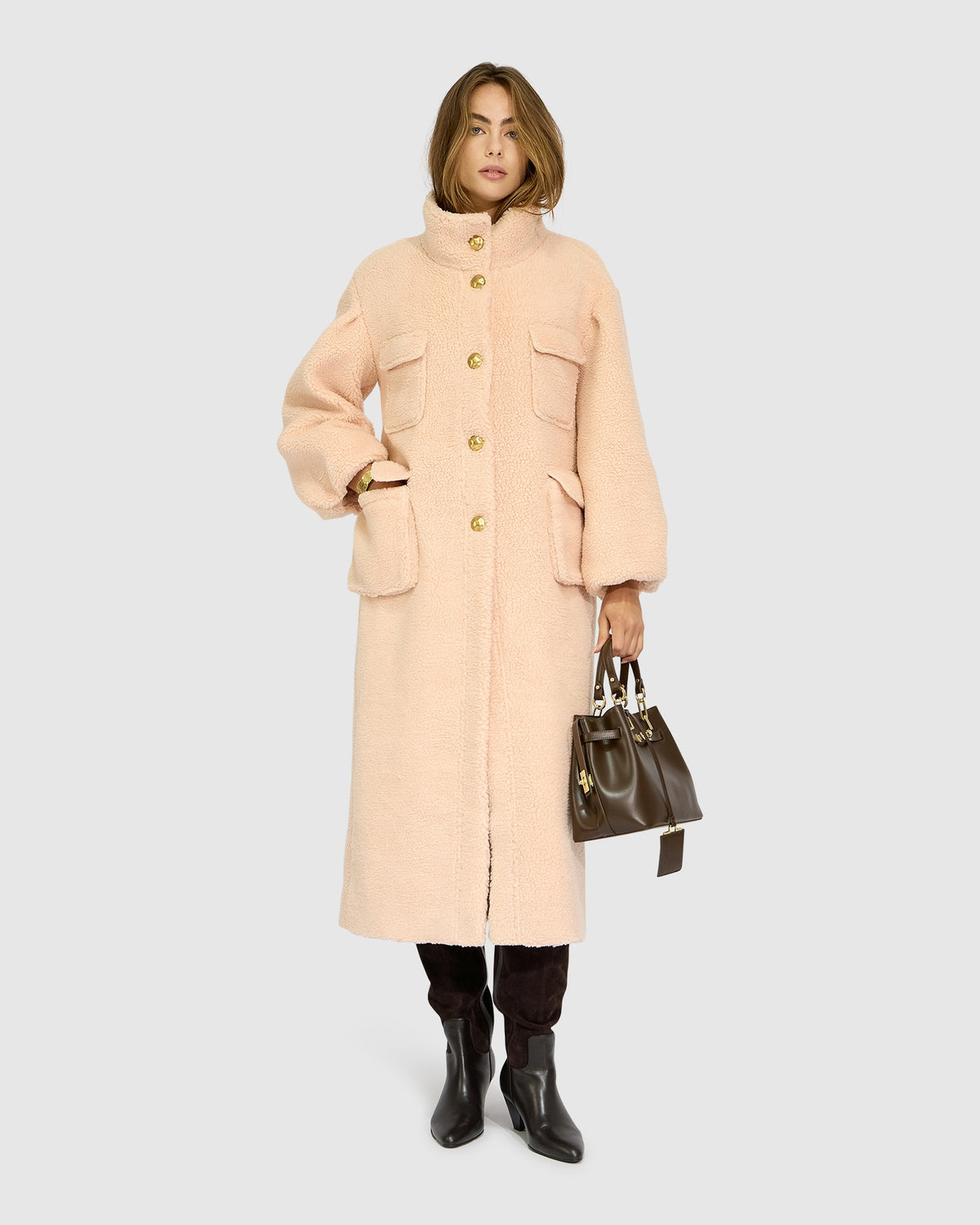Cozy Nights Boucle Coat - Dusty Pink