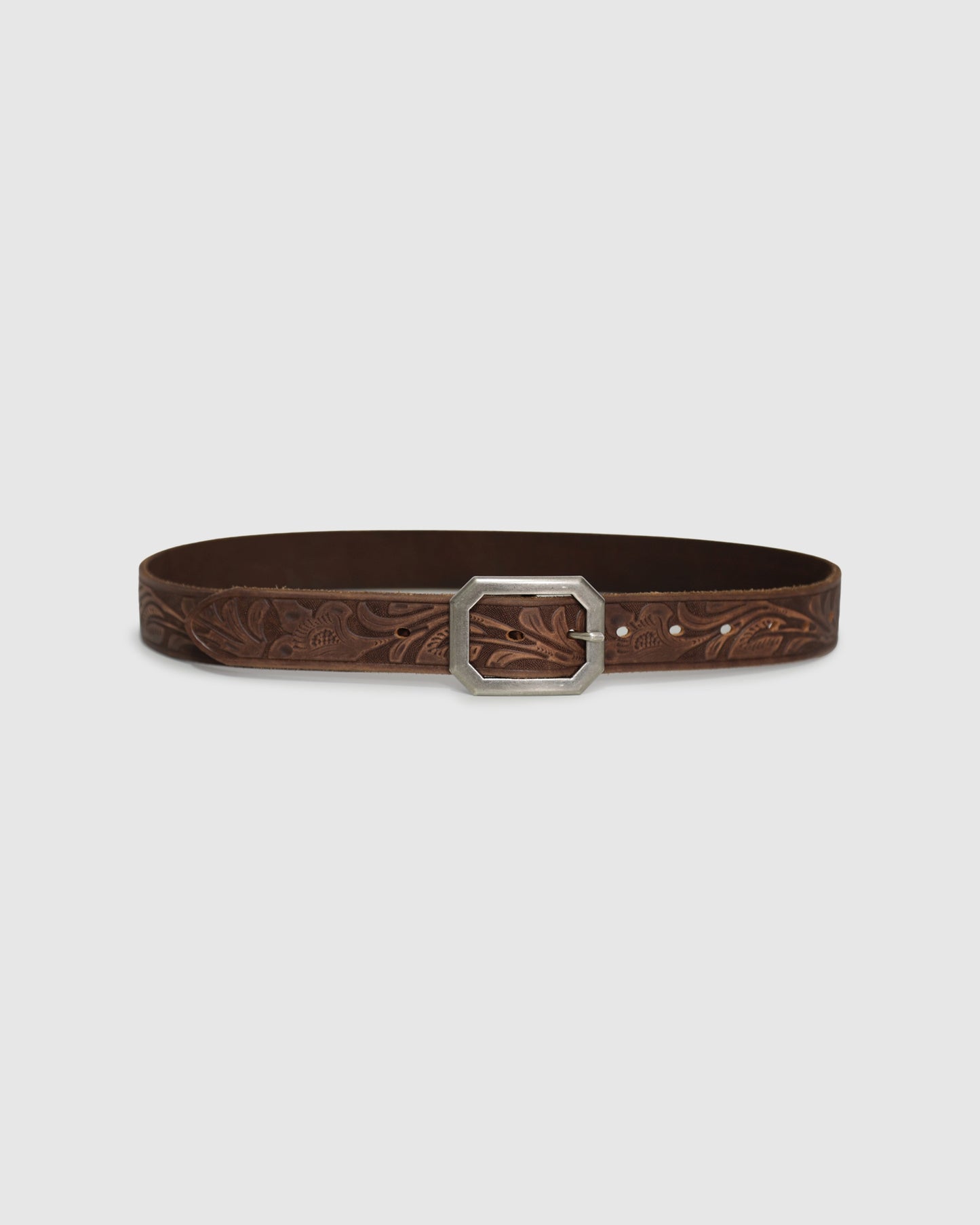 Stand By Me Embossed Leather Belt - Chocolate