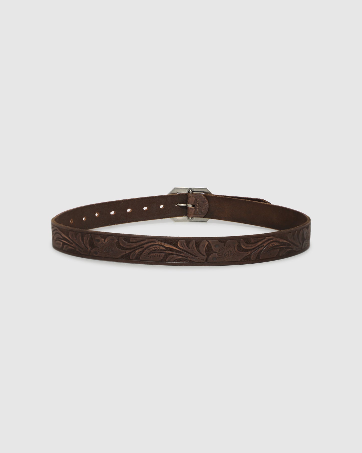 Stand By Me Embossed Leather Belt - Chocolate