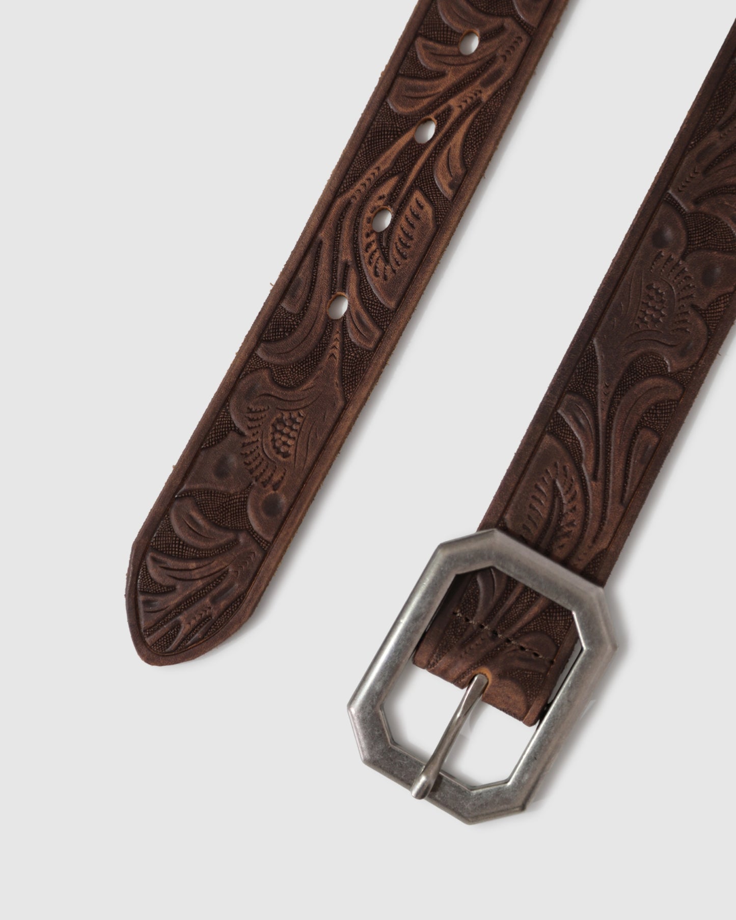 Stand By Me Embossed Leather Belt - Chocolate