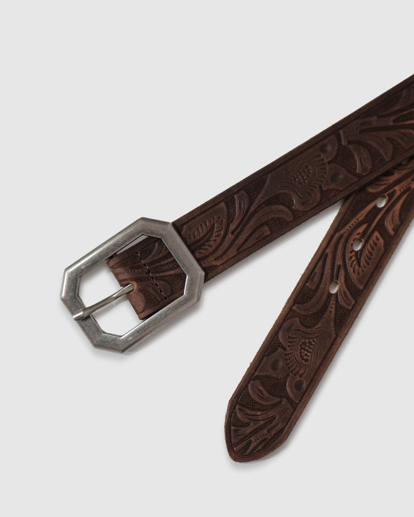 Stand By Me Embossed Leather Belt - Chocolate