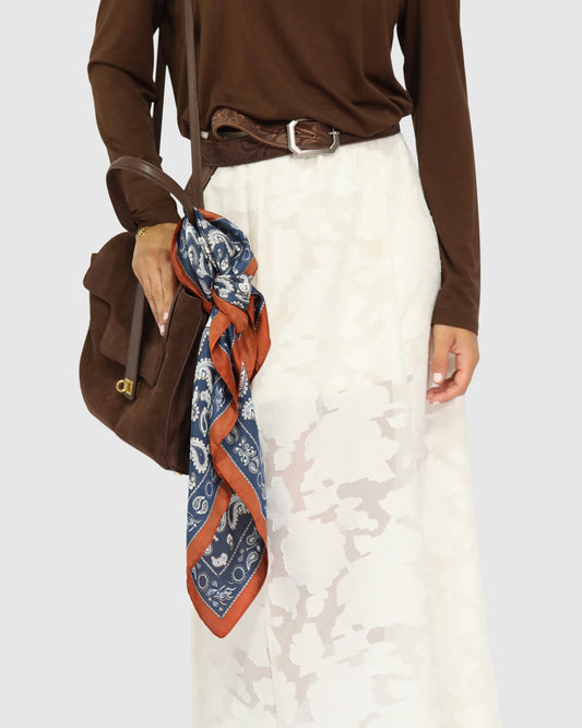 Library Romance Fashion Scarf - Navy/Rust